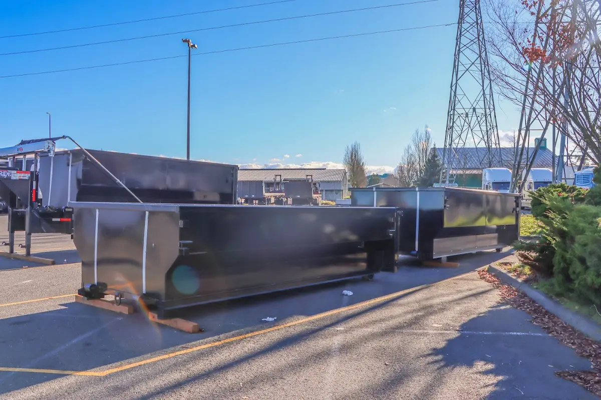 Roll-off dumpster ready for waste disposal at job site for Construction Dumpster Rental in Aquia Harbour